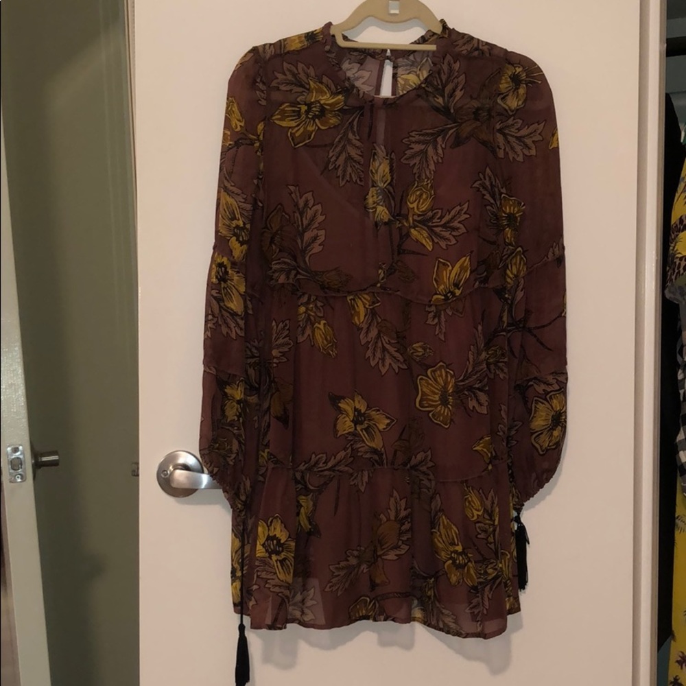 For Love and Lemons plum and mustard floral dress